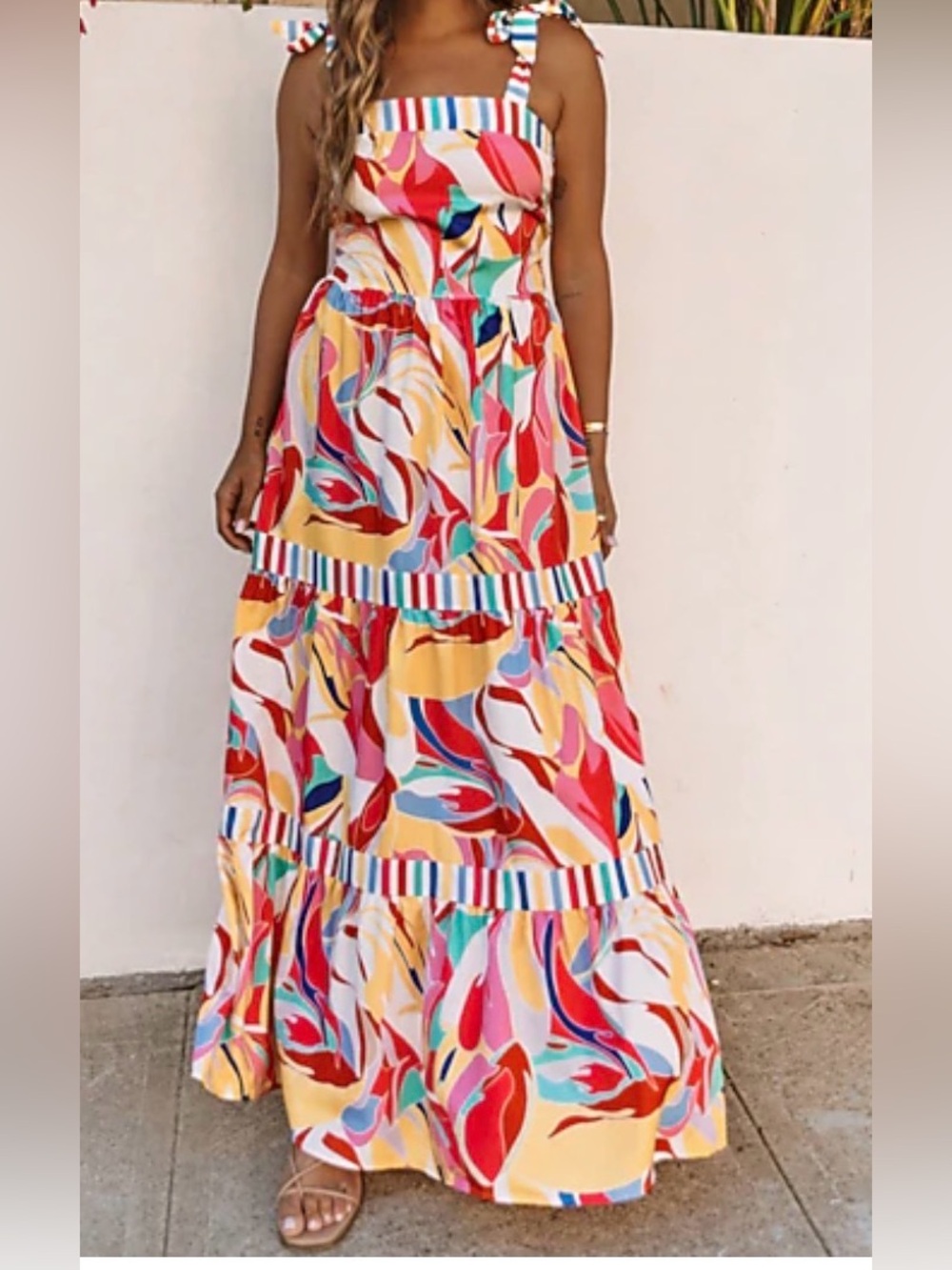 Threaded Pear Milan Striped Maxi Dress